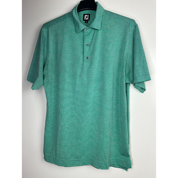 FOOTJOY FJ Golf Polo Shirt Striped Green Short Sleeve Athletic Men's Size Large - Picture 8 of 8